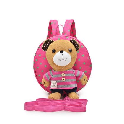 Imagem de Mochila de arreios de urso com saco anti perdido de pelúcia com alça safty 3 em 1 arreio amigo criança andando rédea Baby&Kids Bags (rosa)