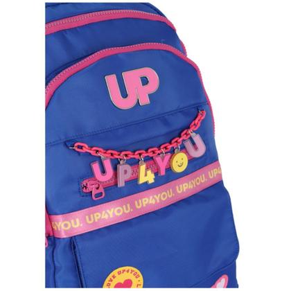 Imagem de Mochila De Carrinho Escolar Infantil Stitch Azul Escuro Rodinha 360