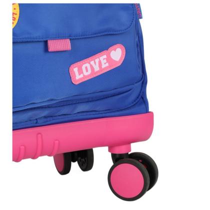 Imagem de Mochila De Carrinho Escolar Infantil Stitch Azul Escuro Rodinha 360