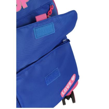 Imagem de Mochila De Carrinho Escolar Infantil Stitch Azul Escuro Rodinha 360