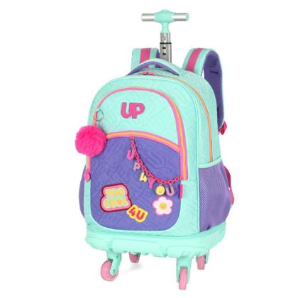 Mochila De Carrinho Escolar Infantil Up4you Turquesa Com Roxo - Luxcel Imagem de Mochila De Carrinho Escolar Infantil Up4you Turquesa Com Roxo