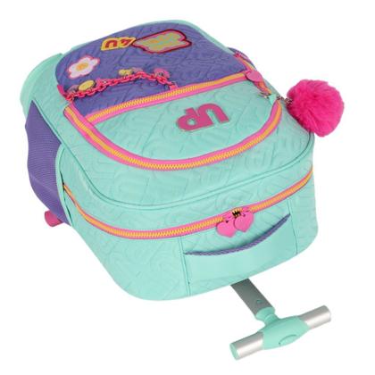 Mochila De Carrinho Escolar Infantil Up4you Turquesa Com Roxo - Luxcel Imagem de Mochila De Carrinho Escolar Infantil Up4you Turquesa Com Roxo