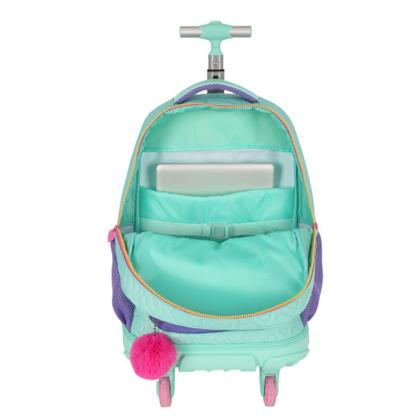 Mochila De Carrinho Escolar Infantil Up4you Turquesa Com Roxo - Luxcel Imagem de Mochila De Carrinho Escolar Infantil Up4you Turquesa Com Roxo