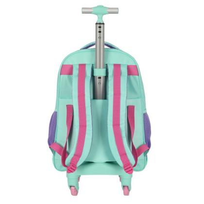 Mochila De Carrinho Escolar Infantil Up4you Turquesa Com Roxo - Luxcel Imagem de Mochila De Carrinho Escolar Infantil Up4you Turquesa Com Roxo
