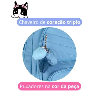 Imagem de Mochila de Carrinho Soft Matelassê Rebecca Bonbon Juvenil Escolar com Lancheira e Estojo