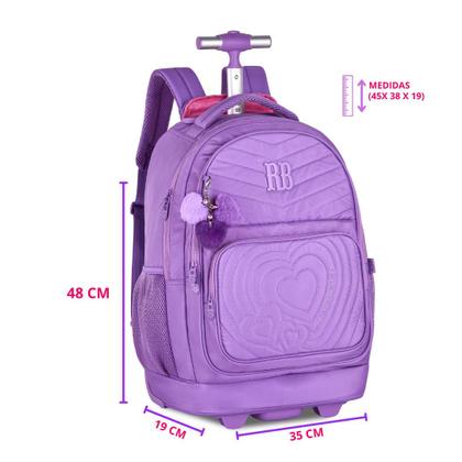 Imagem de Mochila de Carrinho Soft Matelassê Rebecca Bonbon Juvenil Escolar com Lancheira e Estojo