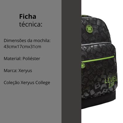 Imagem de Mochila De Costa College Game Control Juvenil Escolar Xeryus