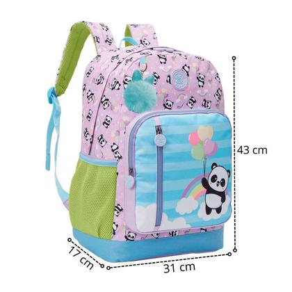 Imagem de Mochila De Costa College Panda Balão Lilás Juvenil Xeryus