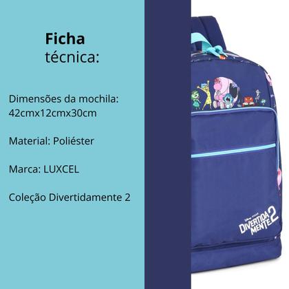 Imagem de Mochila de Costa Divertidamente 2 Juvenil Escolar Luxcel