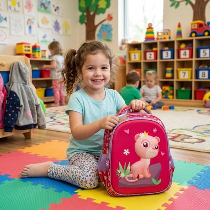 Imagem de Mochila De Costas 14" Leoa 3D Menina Escolar Passeio