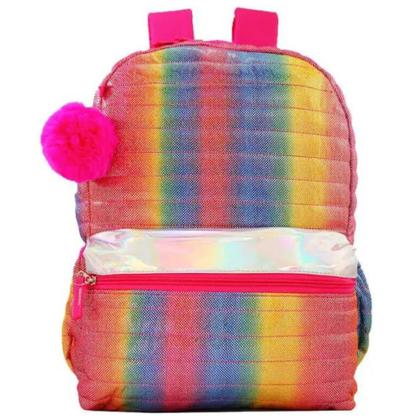 Imagem de Mochila de Costas Arco Iris com pompom Rosa