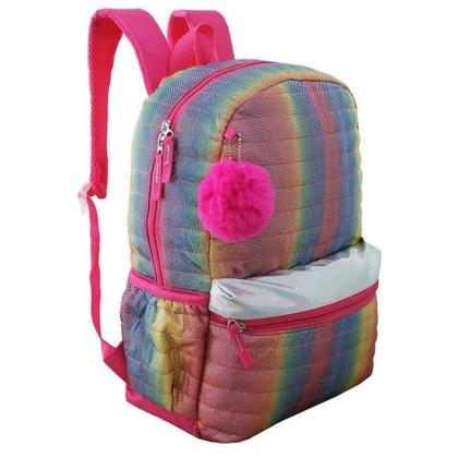 Imagem de Mochila de Costas Arco Iris com pompom Rosa
