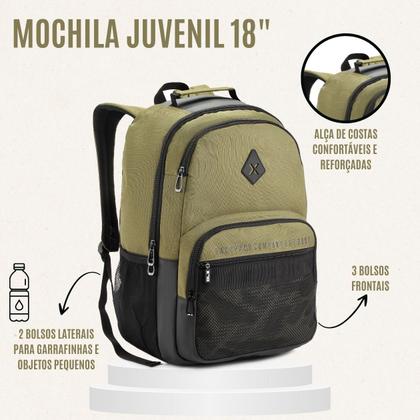 Imagem de Mochila De Costas  Bolsa Multiuso Juvenil Masculina Multiuso Resistente Grande Viagem Compartimentos Confortável Menino