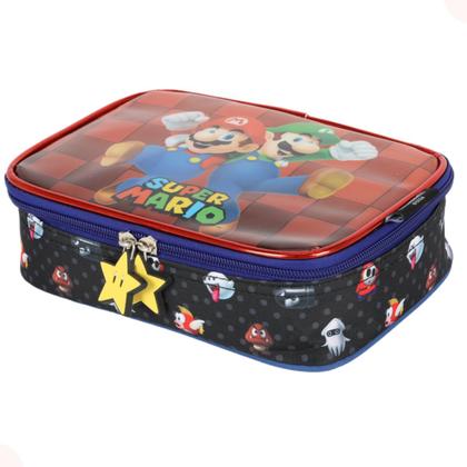 Imagem de Mochila de Costas c/ Estojo Box Escolar Passeio  Super Mário