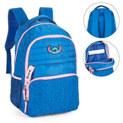 Imagem de Mochila De Costas Escolar Compartimento Notebook Stitch