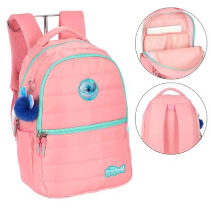 Imagem de Mochila De Costas Escolar Compartimento Notebook Stitch