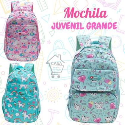 Imagem de Mochila De Costas Escolar Grande Reforçada Infantil Juvenil