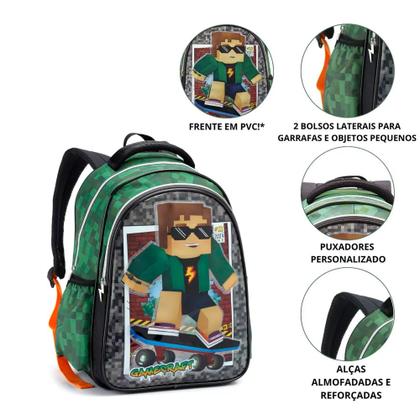 Imagem de Mochila De Costas Escolar Infantil Gamecraft SkateBoy