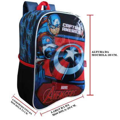 Imagem de Mochila De Costas Escolar Infantil Juvenil Do Capitão América