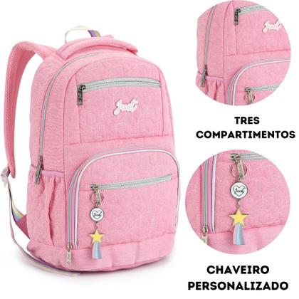 Imagem de Mochila de Costas Escolar Juvenil Matelasse