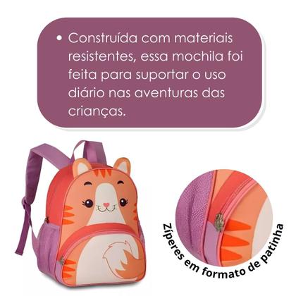 Imagem de Mochila De Costas Gata Gatinha Infantil Pets Oficial C/ Orelhinhas Em Pelúcia - Resistente - Clio