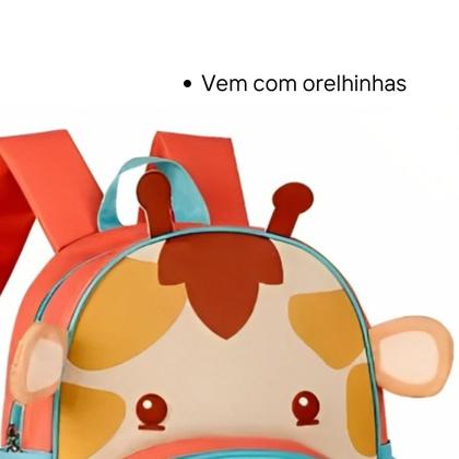 Imagem de Mochila De Costas Girafa Girafinha Infantil Pets Oficial C/ Orelhinhas Em Pelúcia Resistente - Clio