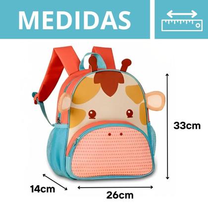 Imagem de Mochila De Costas Girafa Girafinha Infantil Pets Oficial C/ Orelhinhas Em Pelúcia Resistente - Clio