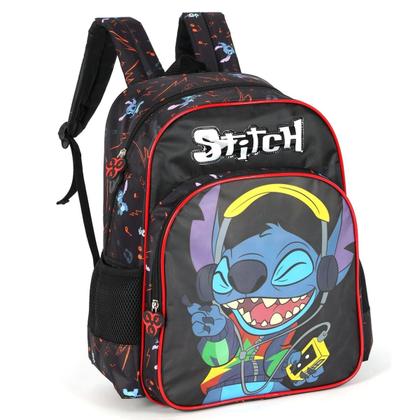 Imagem de Mochila de Costas Infantil Bolso PVC Stitch PRETO