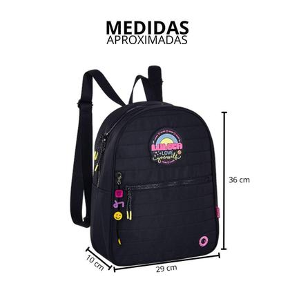 Imagem de Mochila de Costas Infantil Luluca Love Preta Semax LU3176PT