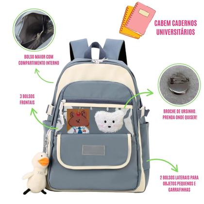 Imagem de Mochila de Costas Infantil P/ Meninas Escolar Passeio Viagem Personalizada Juvenil Reforçada