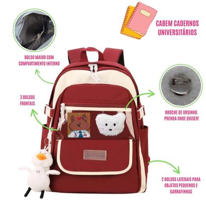 Imagem de Mochila de Costas Infantil P/ Meninas Escolar Passeio Viagem Personalizada Juvenil Reforçada