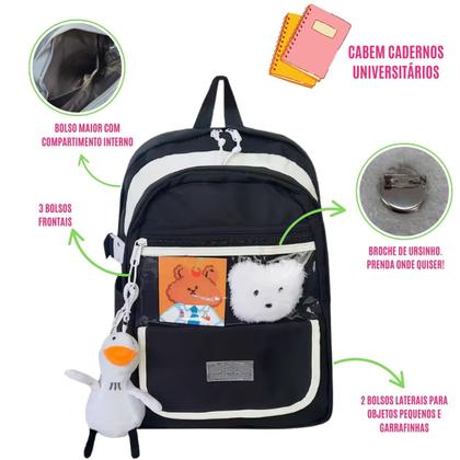Imagem de Mochila de Costas Infantil P/ Meninas Escolar Passeio Viagem Personalizada Juvenil Reforçada