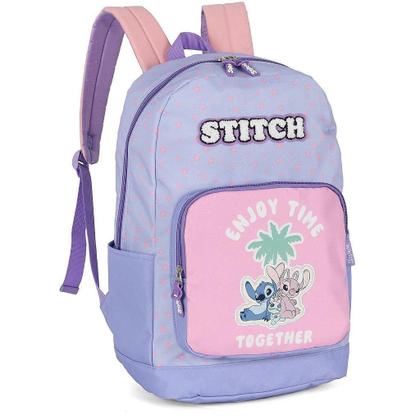 Imagem de Mochila de Costas Luxcel Stitch Flores Roxo