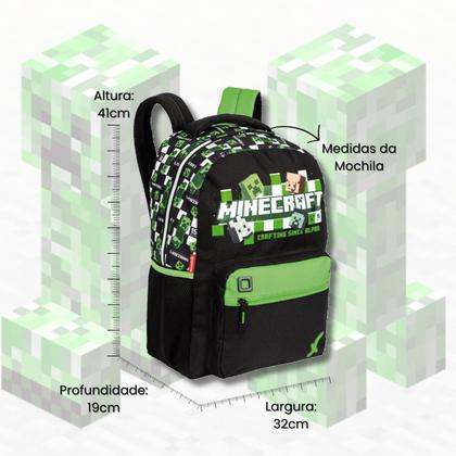 Imagem de Mochila De Costas Minecraft Creeper Infantil Escolar Passeio Viagem Meninos Creche