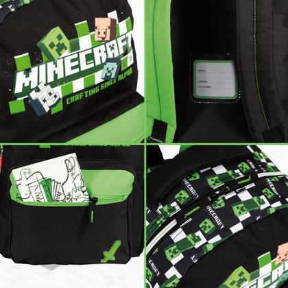Imagem de Mochila De Costas Minecraft Creeper Infantil Escolar Passeio Viagem Meninos Creche