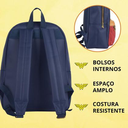 Imagem de Mochila De Costas Mulher Maravilha Pequena Passeio Casual Luxcel Bolsa Juvenil Feminina Reforçada