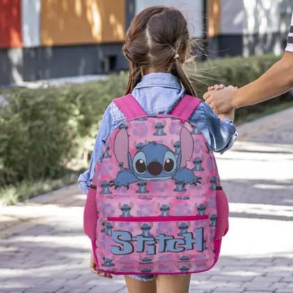 Imagem de Mochila De Costas Stitch Escolar Rosa Infantil Feminina Lilo Material Volta Ás Aulas