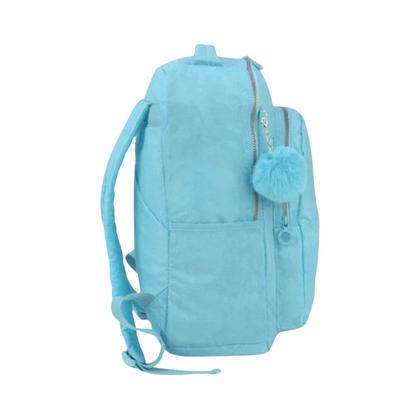 Imagem de Mochila de Costas UP4YOU Tactel C/ Pompom Azul Claro