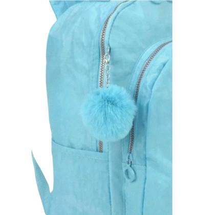 Imagem de Mochila de Costas UP4YOU Tactel C/ Pompom Azul Claro