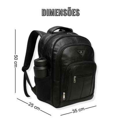 Imagem de Mochila De Couro Masculina Grande Semi Impermeável Trabalho