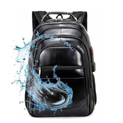 Imagem de Mochila De Couro Masculina Grande Semi Impermeável Trabalho