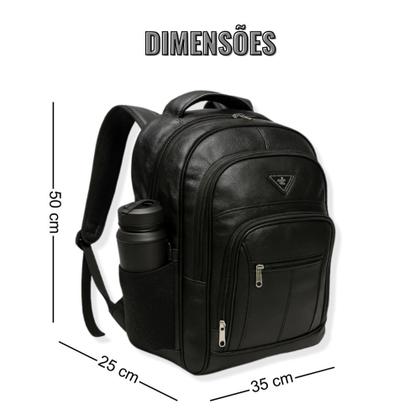 Imagem de Mochila De Couro Masculina Grande Semi Impermeável Trabalho