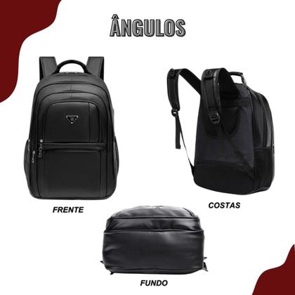 Imagem de Mochila De Couro Masculina Grande Semi Impermeável Trabalho