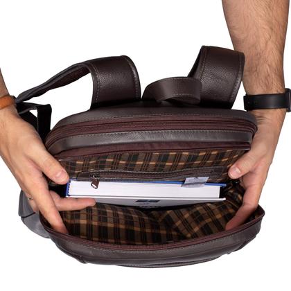 Imagem de Mochila de couro masculina Slim café