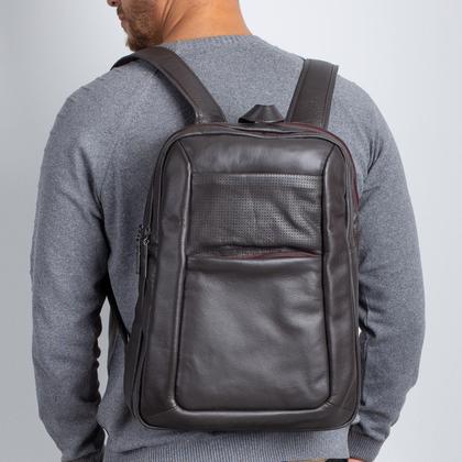 Imagem de Mochila de couro masculina Slim café