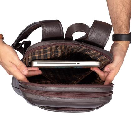 Imagem de Mochila de couro masculina Slim café