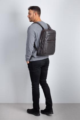 Imagem de Mochila de couro masculina Slim café