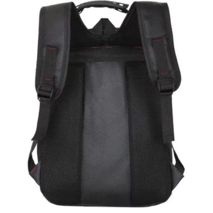 Imagem de Mochila de Couro Preta Grande Notebook Escolar Masculina/Feminina