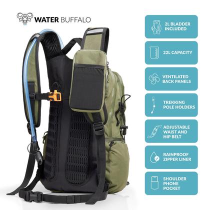 Imagem de Mochila de hidratação para caminhada Water Buffalo Sherpa 22L com bexiga