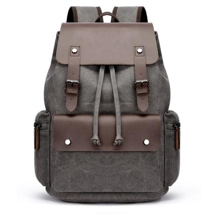 Imagem de Mochila de Lona com Partes em Couro e Compartimento Para Notebook de Até 15.6 Polegadas Impermeável Resistente